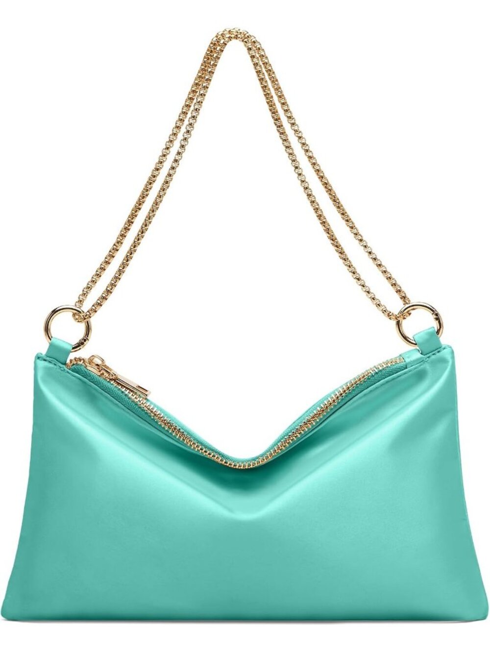 Women's Peacock Green Satin Purse Prom Wedding Cocktail Evening Shoulder Bag